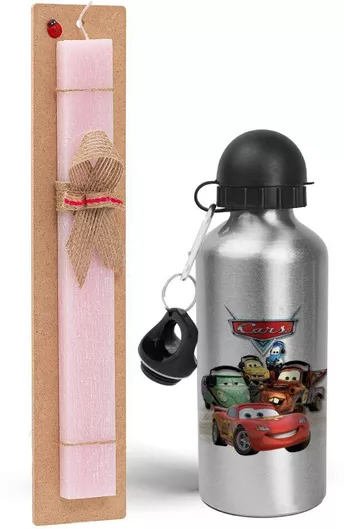 Πασχαλινή Λαμπάδα Αυτοκίνητα Σετ με Παγούρι Αλουμινίου 500ml Αρωματική Ροζ