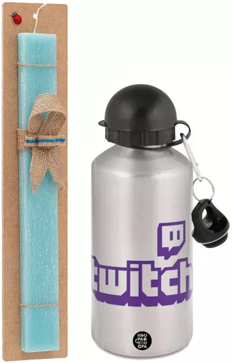 Πασχαλινή Λαμπάδα Twitch Σετ με Παγούρι Αλουμινίου 500ml Αρωματική Τιρκουάζ