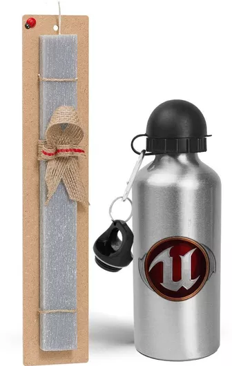 Πασχαλινή Λαμπάδα Unreal Σετ με Παγούρι Αλουμινίου 500ml Αρωματική Γκρι