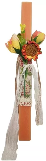 Πασχαλινή Λαμπάδα 32648-33 Λουλούδια Πορτοκαλί