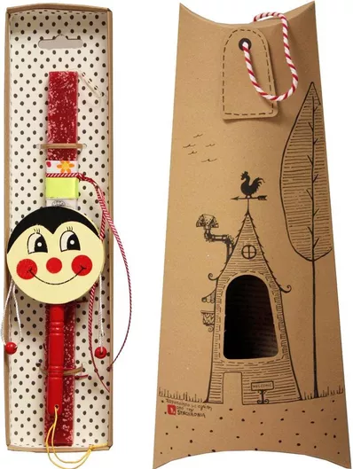 Πασχαλινή Λαμπάδα Synchronia LA20118B Τύμπανο Χειρός Πασχαλίτσα Κόκκινο