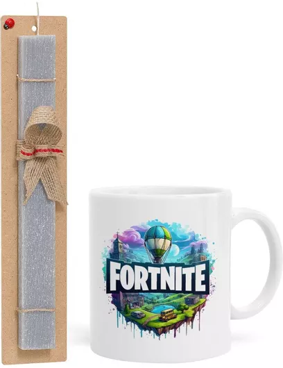 Πασχαλινή Λαμπάδα Fortnite Land Σετ με Κούπα Κεραμική 330ml Αρωματική Γκρι