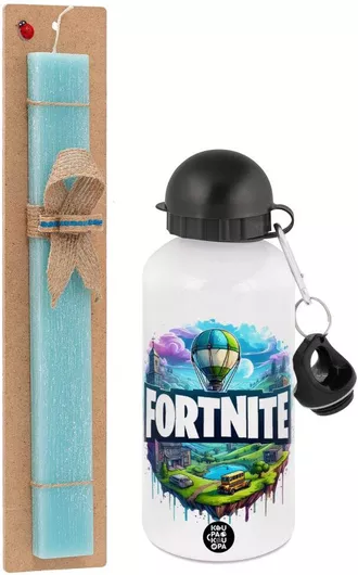 Πασχαλινή Λαμπάδα Fortnite Land Σετ με Παγούρι Αλουμινίου 500ml Αρωματική Τιρκουάζ