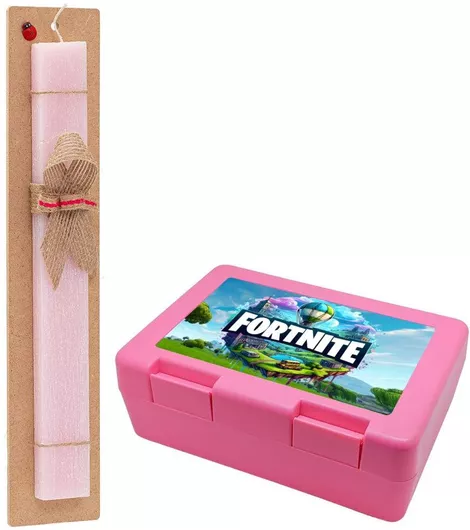 Πασχαλινή Λαμπάδα Fortnite Land Σετ με Παιδικό Δοχείο Κολατσιού Αρωματική Ροζ