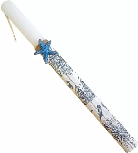 Πασχαλινή Λαμπάδα Melia με Ναυτικά Σχέδια Λευκό