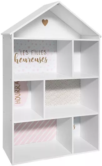 Παιδική Ραφιέρα Σπιτάκι 7 Θέσεων 73.5x30x114cm Λευκό