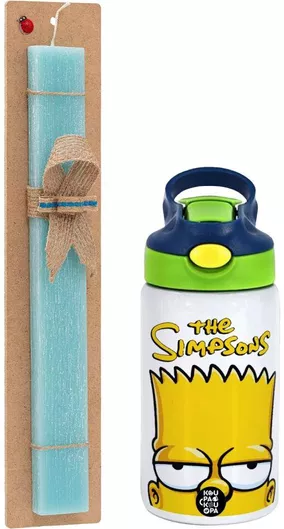 Πασχαλινή Λαμπάδα The Simpsons Bart Σετ με Παιδικό Θερμός Inox 350ml Αρωματική Τιρκουάζ
