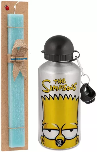 Πασχαλινή Λαμπάδα The Simpsons Bart Σετ με Παγούρι Αλουμινίου 500ml Αρωματική Τιρκουάζ