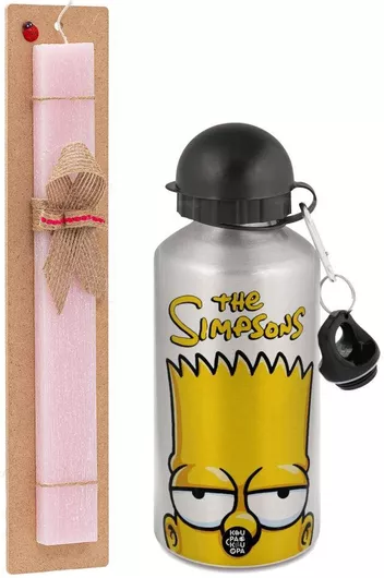 Πασχαλινή Λαμπάδα The Simpsons Bart Σετ με Παγούρι Αλουμινίου 500ml Αρωματική Ροζ