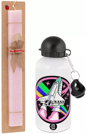 Πασχαλινή Λαμπάδα NASA Pink Σετ με Παγούρι Αλουμινίου 500ml Αρωματική Ροζ