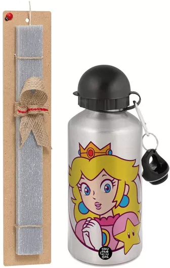 Πασχαλινή Λαμπάδα Princess Peach Σετ με Παγούρι Αλουμινίου 500ml Αρωματική Γκρι