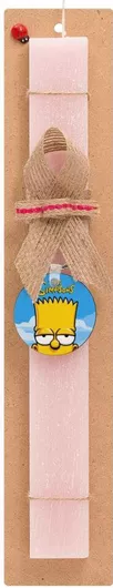 Πασχαλινή Λαμπάδα The Simpsons Bart Σετ με Ξύλινο Μπρελόκ Αρωματική Ροζ