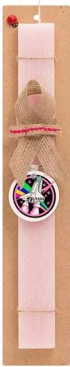 Πασχαλινή Λαμπάδα NASA Pink Σετ με Ξύλινο Μπρελόκ Αρωματική Ροζ