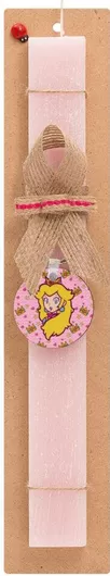 Πασχαλινή Λαμπάδα Princess Peach Σετ με Ξύλινο Μπρελόκ Αρωματική Ροζ