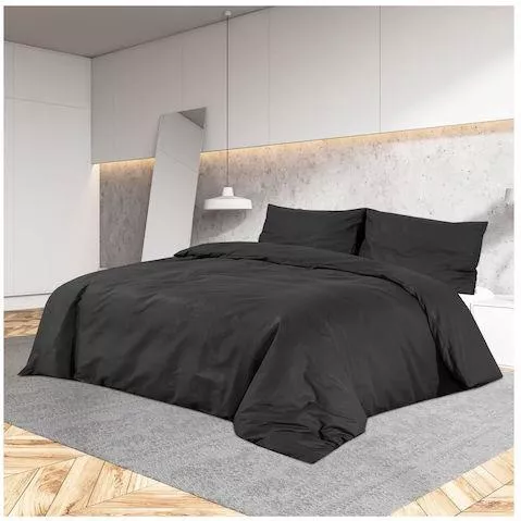 Σετ Παπλωματοθήκη Διπλή vidaXL 135977 200x220cm Πολυεστέρας Μαύρο