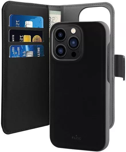 Puro Detachable 2in1 Wallet Δερματίνης Μαύρο iPhone 14 Pro Max