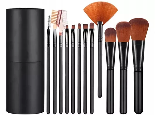 Σετ Πινέλα Μακιγιάζ από Συνθετική Τρίχα με Θήκη 12τμχ