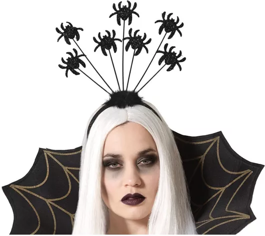 Αποκριάτικο Αξεσουάρ Th3 Party Στέκα Μαλλιών με Μαύρες Αράχνες Μαύρο