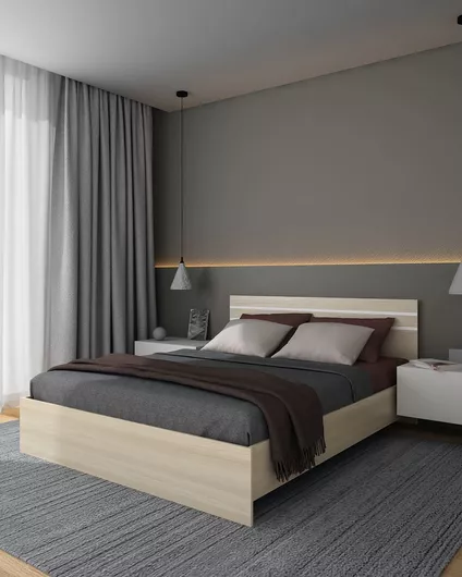 Κρεβάτι Riley Διπλό Ξύλινο για Στρώμα 140x200cm Sonoma