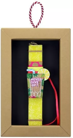 Πασχαλινή Λαμπάδα Synchronia LA23207B Αρωματική Χειροποίητη Τετράγωνη με Στολίδι Μαγνητάκι Κοκτέιλ - Never Κίτρινο