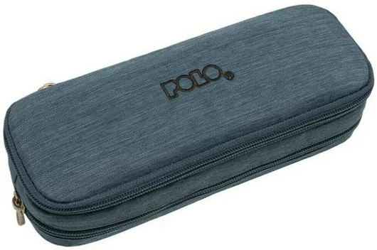 Κασετίνα Polo Duo Box Jean Βαρελάκι με 2 Θήκες Μπλε