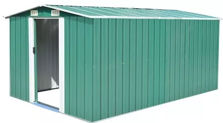 Αποθήκη vidaXL Δίφυλλη Μεταλλική με Κεκλιμένη Οροφή 2.57x3.98x1.78m Πράσινο