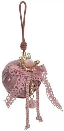 Γούρι για το Σπίτι Inart Κρεμαστό Ρόδι από Ύφασμα Χρυσή / Μωβ 30x30cm