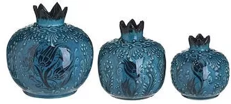 Γούρι για το Σπίτι Ροδι Κεραμικό Πρασινο Σετ 3τμχ