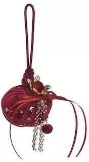 Γούρι για το Σπίτι Ροδι Κρεμαστό Υφασματινο Κοκκινο / Χρυσό Φ8x7 / 24cm