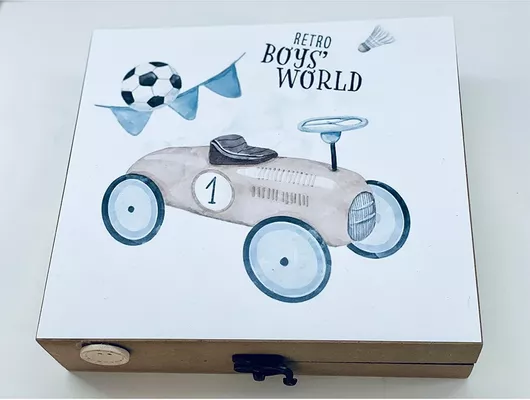 Βαπτιστικό Κουτί Riniotis Retro Boys World με Αμαξάκι
