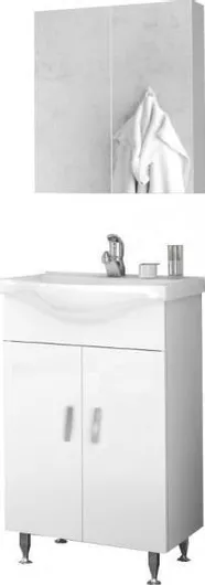 Πάγκος με Νιπτήρα & Καθρέπτη Drop Luna 55 Γυαλιστερή Λάκα 50x34x80cm Λευκό