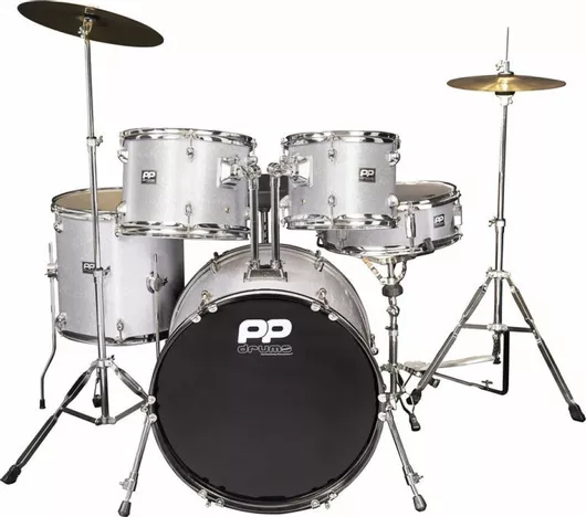 Σετ Ντραμς PP World Percussions Fusion PP220SL Ακουστική με Πιατίνια Ασημί