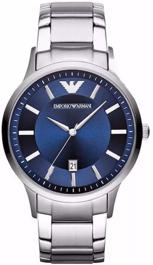 Ανδρικό Ρολόι Emporio Armani AR2477 Renato με Μεταλλικό Μπρασελέ 43mm Ασημί / Μπλε