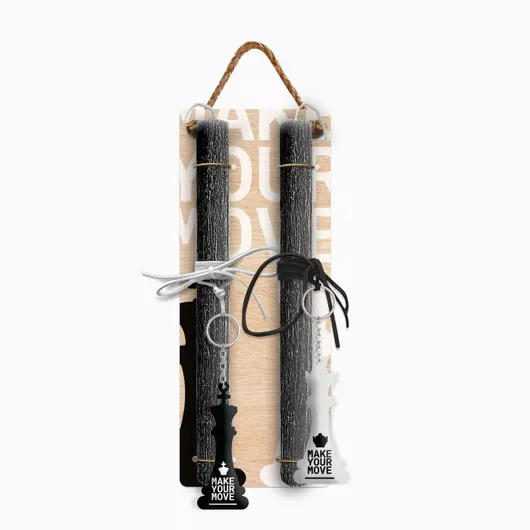 Πασχαλινή Λαμπάδα Jajala με Στολίδι Checkmate 30cm Σετ 2τμχ Πολύχρωμο