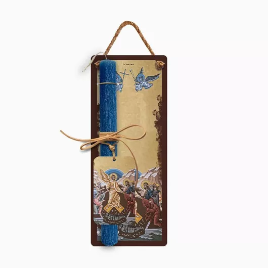 Πασχαλινή Λαμπάδα Jajala Ανάσταση με Ξύλινο Διακοσμητικό Μπλε