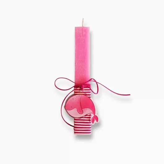 Πασχαλινή Λαμπάδα Jajala με Στολίδι Baby Whale Ροζ