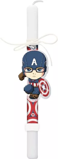 Πασχαλινή Λαμπάδα Jajala με Στολίδι Captain America Κόκκινο / Μπλε