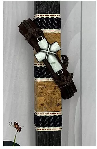 Πασχαλινή Λαμπάδα Βραχιόλι με Μεταλλικά Σταυρό 30cm Μαύρο