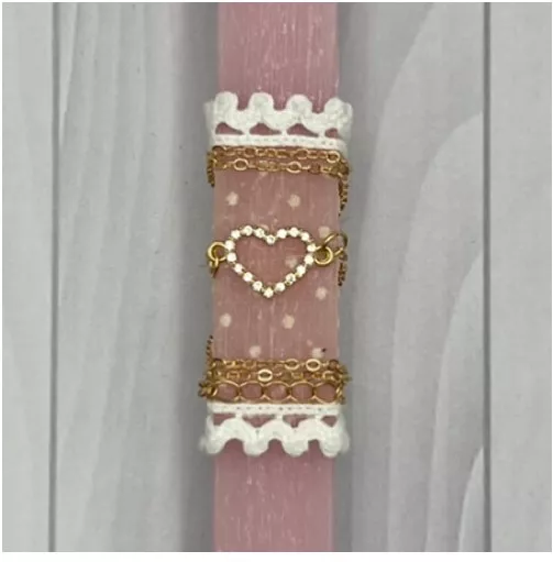 Πασχαλινή Λαμπάδα Καρδιά 30cm Ροζ