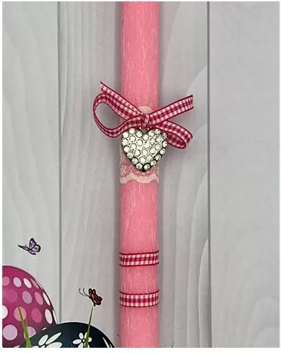 Πασχαλινή Λαμπάδα Καρδιά 30cm Ροζ