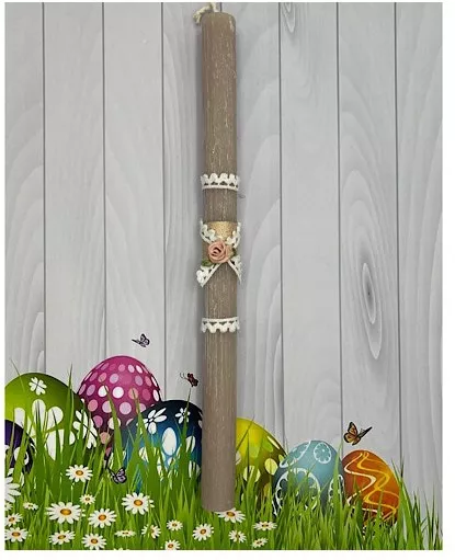 Πασχαλινή Λαμπάδα Λουλούδι 30cm Γκρι