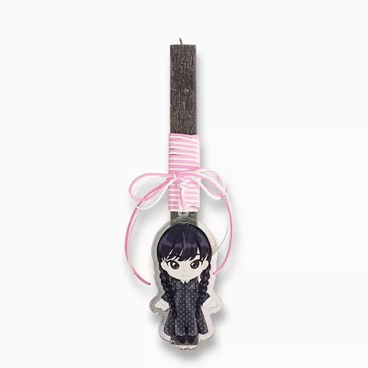 Πασχαλινή Λαμπάδα Jajala με Στολίδι Wednesday Μαύρο / Ροζ