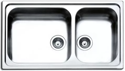 Νεροχύτης Κουζίνας Apell Venezia 8320 Inox Σαγρέ Ένθετος με 2 Γούρνες 86x18x50cm