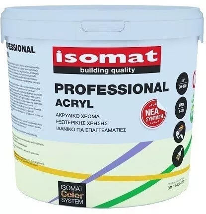 Ακρυλικό Χρώμα Isomat Professional Acryl Ματ για Εξωτερική Χρήση Ιδανικό για Επαγγελματίες Λευκό 0.75lt