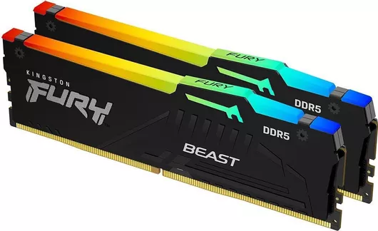 Μνήμη RAM Kingston Fury Beast RGB 32GB DDR5 με 2 Modules (2x16GB) & Ταχύτητα 6000 30 CAS Latency για Desktop