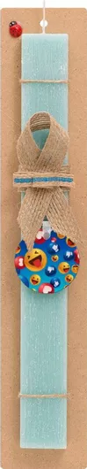 Πασχαλινή Λαμπάδα 3D Emoji Collection Σετ με Ξύλινο Μπρελόκ Αρωματική Τιρκουάζ