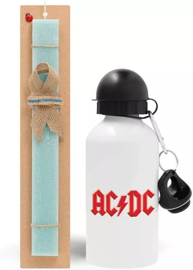 Πασχαλινή Λαμπάδα AC/DC Σετ με Παγούρι Αλουμινίου 500ml Αρωματική Τιρκουάζ