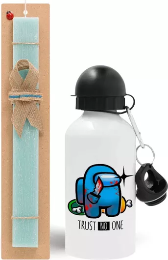 Πασχαλινή Λαμπάδα Among Trust No One Σετ με Παγούρι Αλουμινίου 500ml Αρωματική Τιρκουάζ