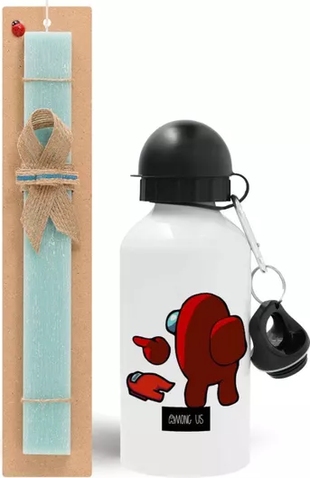 Πασχαλινή Λαμπάδα Among Us I Am Impostor Σετ με Παγούρι Αλουμινίου 500ml Αρωματική Τιρκουάζ