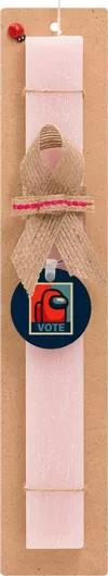 Πασχαλινή Λαμπάδα Among Us Vote Σετ με Ξύλινο Μπρελόκ Αρωματική Ροζ
